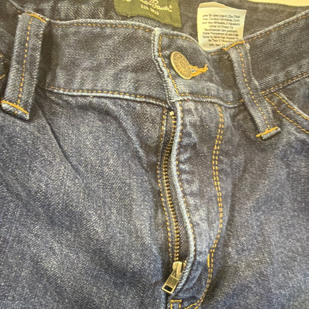 Eddie Bauer Womens Flannel Lined Jeans 8 Dark Wash Straight Leg Winter Denim - Picture 4 of 15